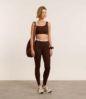 Calça Legging Esportiva em Microfibra Canelada com Contraste no Cós - 1