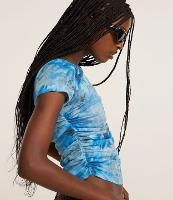 Blusa em Tule com Franzido Lateral e Estampa Abstrata - 1