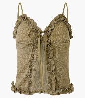 Blusa com Alça Fina Babados e Amarração Texturizada - 1