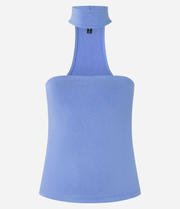 Blusa sem Manga em Microfibra com Decote Reto e Gola - 1