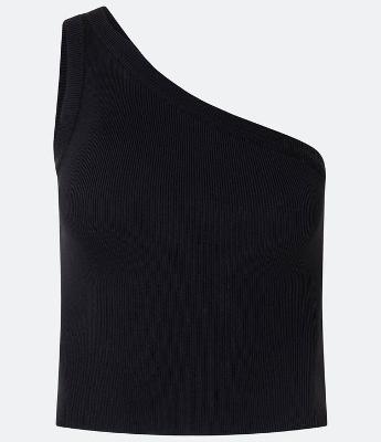 Blusa Cropped em Tricoline com Um Ombro Só