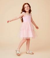 Vestido Infantil em Tule com Babados e Flores - Tam 1 a 6 Anos - 2