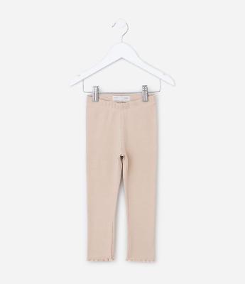 Calça Legging Infantil em Ribana com Frufru - Tam 1 a 6 Anos