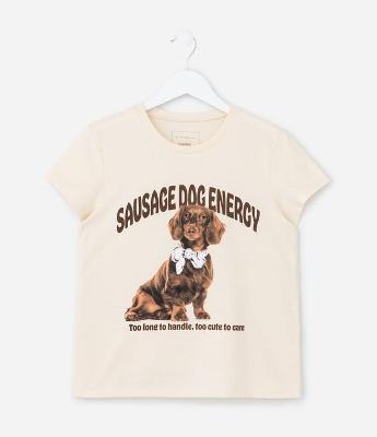 Camiseta Infantil com Estampa Cachorrinho - Tam 5 a 14 Anos