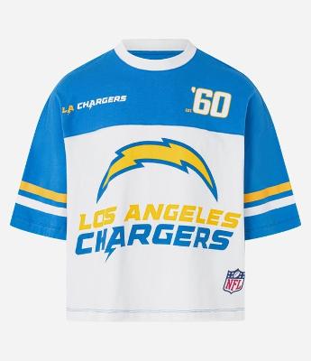 Camiseta Boxy em Algodão com Estampa e Lettering Los Angeles Chargers