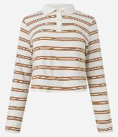 Blusa Polo Listrada com Gola Contrastante - 1