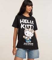Camiseta Alongada em Algodão com Estampa Hello Kitty Skateboard - 1