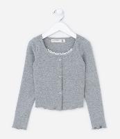 Blusa Infantil em Ribana com Sobreposição de Renda - Tam 5 a 14 Anos - 1