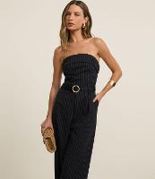 Macacão Sem Alça Listrado com Fio Tinto e Cinto de Tecido - 2