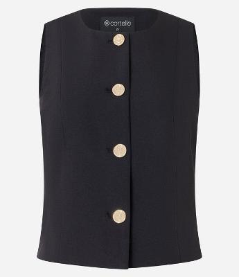 Colete Alfaiatado com Gola Redonda e Botões Metalizados