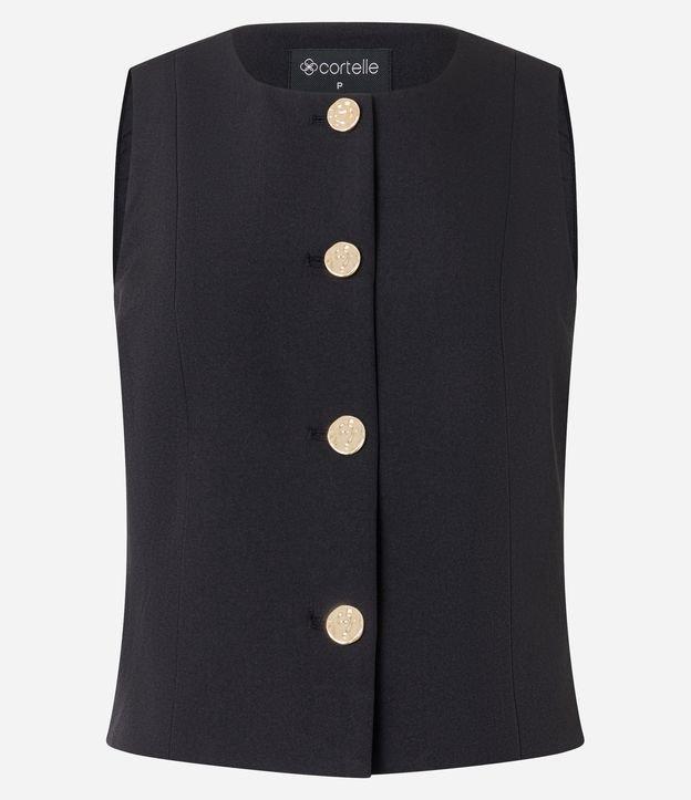 Colete Alfaiatado com Gola Redonda e Botões Metalizados - 1