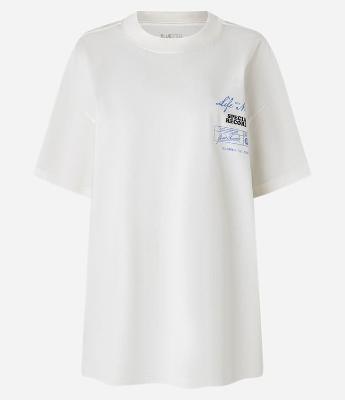 Camiseta Alongada em Algodão com Estampa Disco