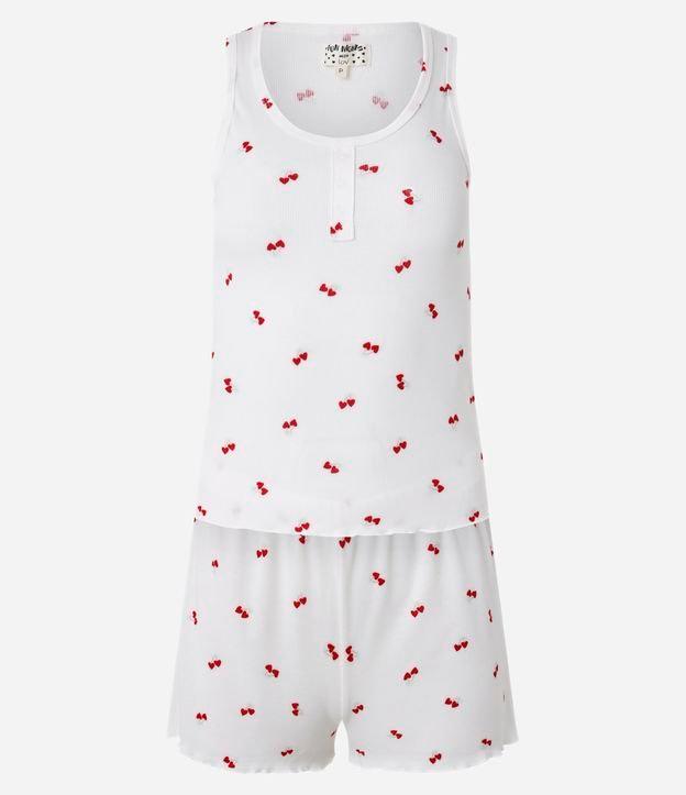 Pijama Short Doll em Ribana com Estampa de Cerejinhas - 1