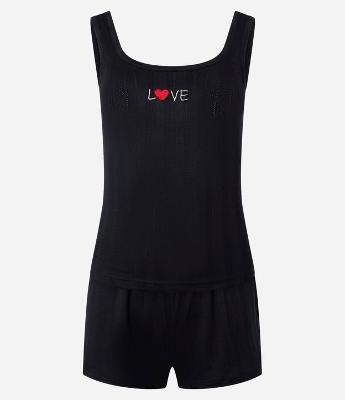 Pijama Short Doll Regata Larga Meia Malha Letras básico LO_SS26_PCJ_0018A