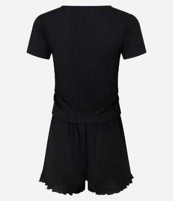 Pijama Short Doll com Detalhe de Renda e Barra Frufru