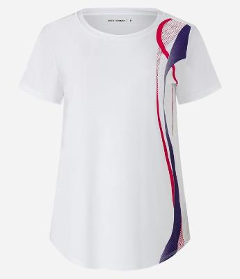 Camiseta Esportiva em Microfibra Texturizada com Estampa Ondulada