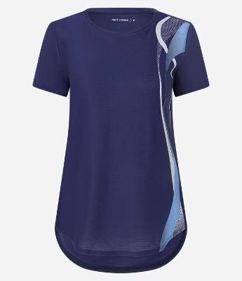 Camiseta Esportiva em Microfibra Texturizada com Estampa Ondulada