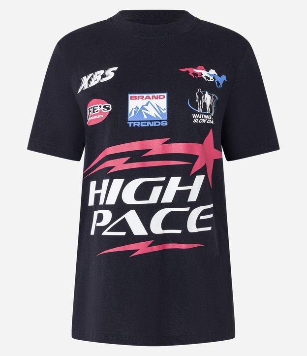 Camiseta Alongada em Algodão com Estampa Frente e Costas High Pace - 1