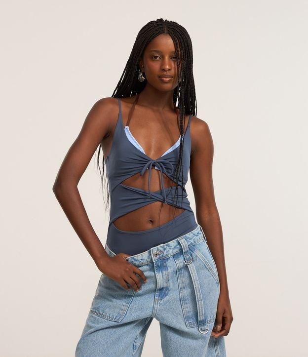 Body Cut Out em Microfibra com Amarração - 2