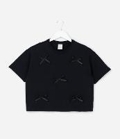 Camiseta Boxy Infantil com Lacinhos Aplicados - Tam 5 a 14 anos - 1