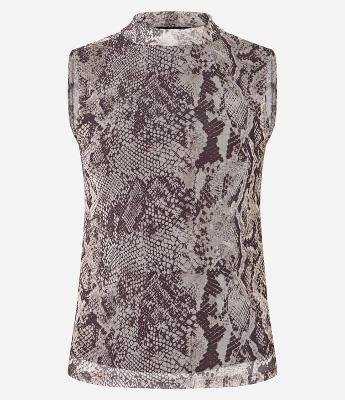 Blusa em Tule Sem Manga Animal Print Cobra
