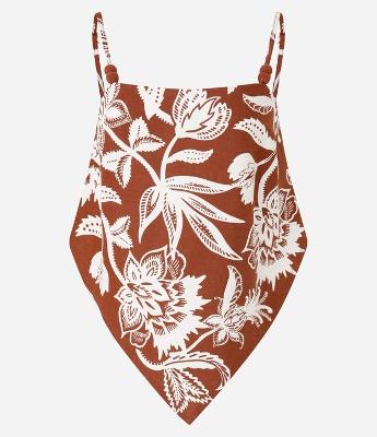 Blusa em Viscolinho com Estampa Floral e Barra com Ponta