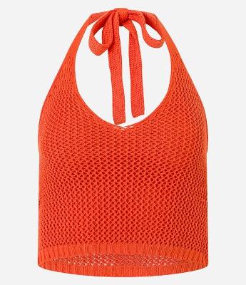 Blusa Frente Única em Tricô com Textura de Ponto Aberto