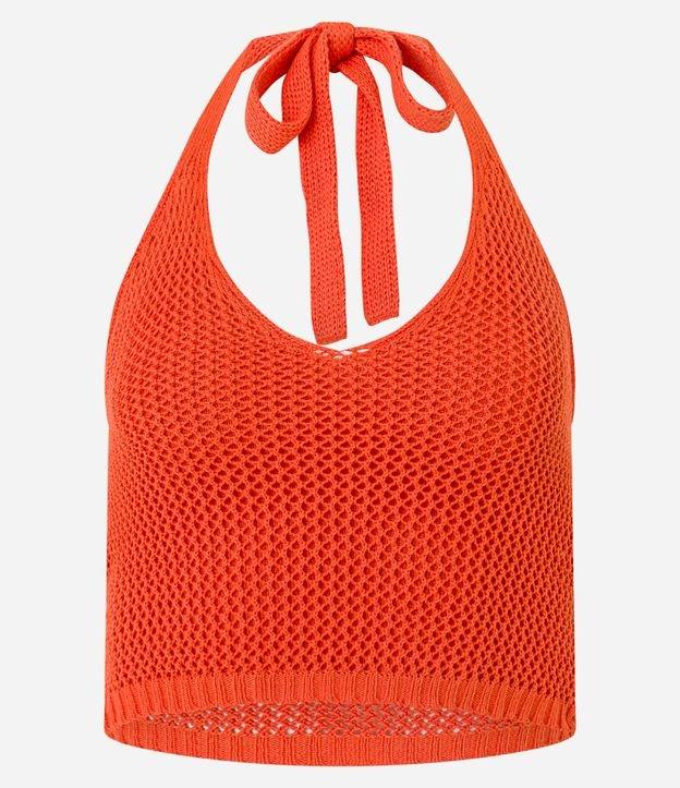 Blusa Frente Única em Tricô com Textura de Ponto Aberto - 1