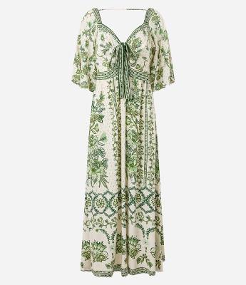 Vestido Evasê Longo em Chalis com Estampa Floral