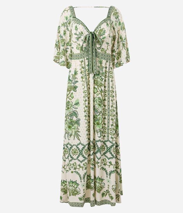 Vestido Evasê Longo em Chalis com Estampa Floral - 1