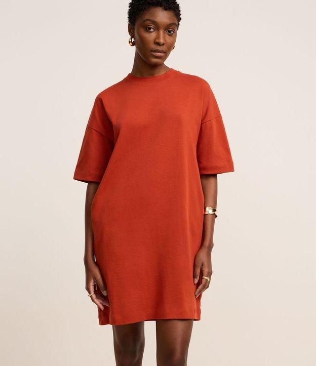 Vestido T-Shirt Básico em Algodão com Manga Curta - 1