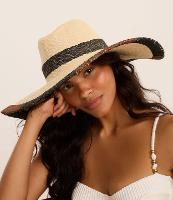 Chapéu de Praia em Palha com Aba Grande e Pespontos na Barra - 2
