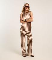 Calça Reta Cintura Alta em Tricô com Listras - 2