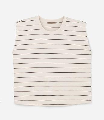 Blusa Regata em Ribana com Listras Curve & Plus Size