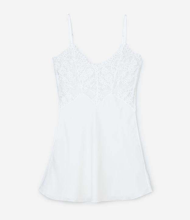 Camisola sem Bojo em Malha com Detalhes em Renda - 1