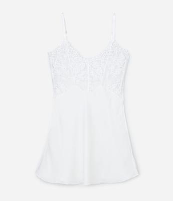 Camisola sem Bojo em Malha com Detalhes em Renda