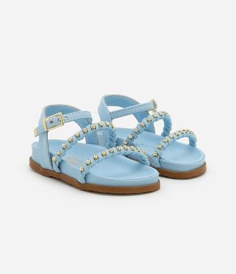 Sandália Infantil com Tiras e Detalhes de Brilhos Aplicados - Tam 20 ao 24