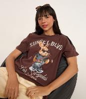 Camiseta Alongada em Algodão com Estampa Coelho - 1