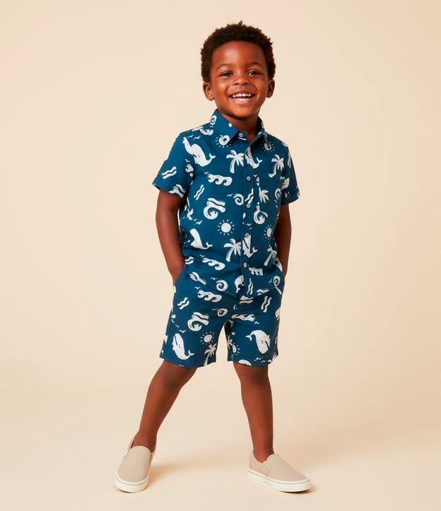 Camisa Infantil em Algodão com Estampa Fundo do Mar - Tam 1 a 6 Anos - 2