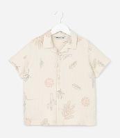 Camisa Infantil Texturizada com Estampa Folhas e Cactos - Tam 5 a 14 Anos - 1