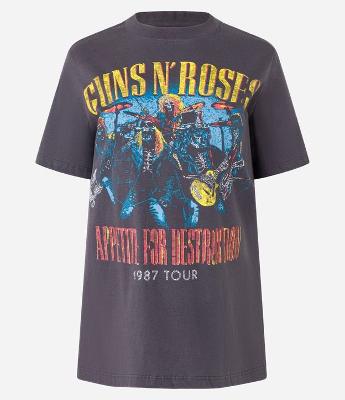 Camiseta Alongada em Algodão com Estampa Guns N' Roses