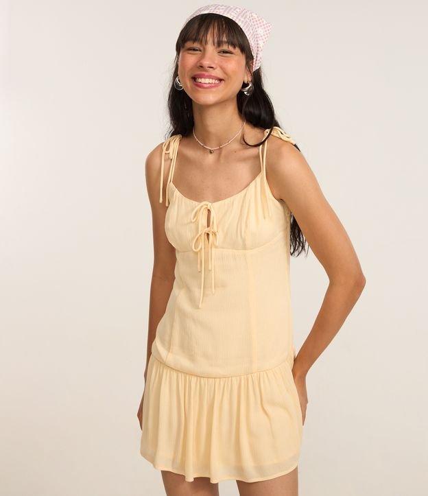 Vestido Curto em Creppe com Amarração nas Alças - 1