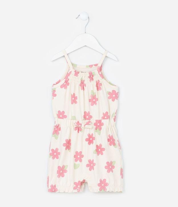 Macaquinho Infantil em Cotton com Estampa Floral - Tam 0 a 18 Meses - 1
