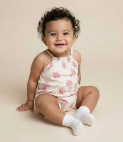Macaquinho Infantil em Cotton com Estampa Floral - Tam 0 a 18 Meses - 2