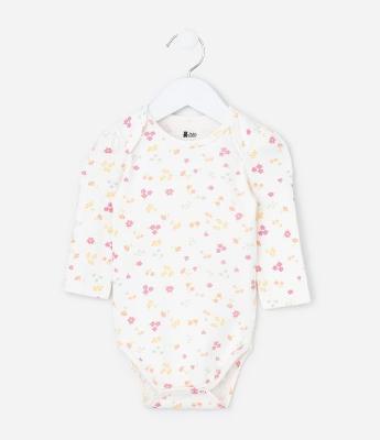 Body Infantil em Ribana com estampa Floral Liberty - Tam RN a 18 Meses