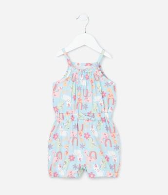 Macaquinho Infantil com Estampa Dinos e Unicórnios - Tam 0 a 18 meses