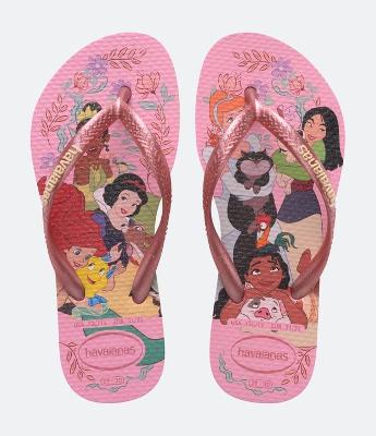 Chinelo Slim Infantil com Estampa de Princesas Havaianas - Tam 23 ao 36