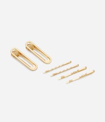 Kit 06 Presilhas de Cabelo em Metal Formatos Diversos