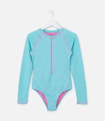 Maiô Infantil com Proteção UV e Textura - Tam 5 a 14 Anos