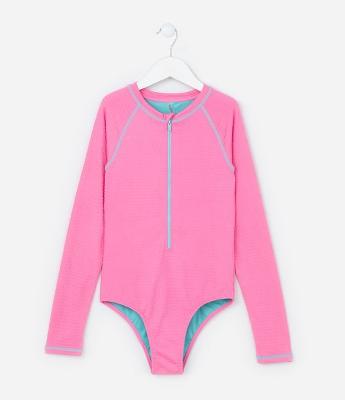 Maiô Infantil com Proteção UV e Textura - Tam 5 a 14 Anos